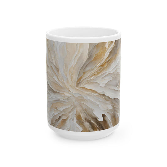 Modern Art Swirl Design Cottagecore 15-oz Coffee Mug Starburst Pastel Floral Nature Mug Wildflower Tea Cup Flower Garden Lover Gift for Her