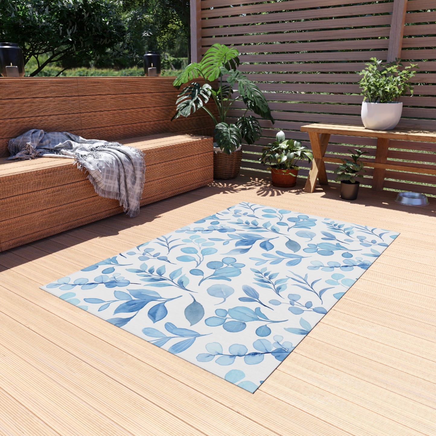 Floral Chenille Outdoor Rug with No-Skid Backing Cozy Outdoor Carpet Patio Decor Gazebo Beachy Rug Pool Area Decor Outdoor Kitchen Carpet