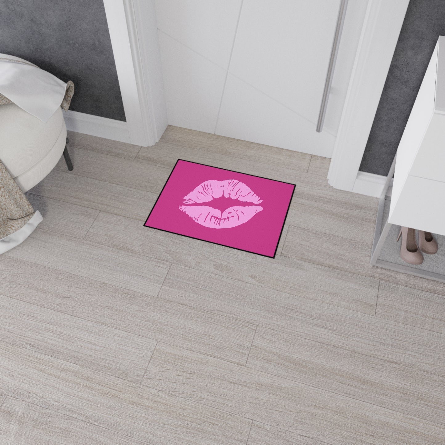Decorative Heavy Duty Non-Slip Floor Mat Stylish Design Perfect for Entryway Kitchen Décor Pink Kissy Lips Design Rug Lipstick Bathroom Mat