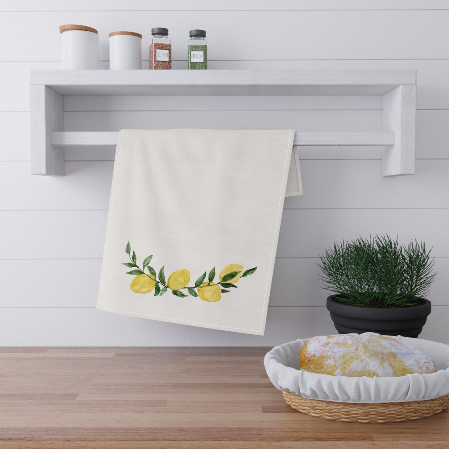 Lemons Floral Pastel Kitchen Tea Towel Durable Hand Towel Gift for Flower Lover Whimsical Home Decor Decorative Kitchen Cotton Twill