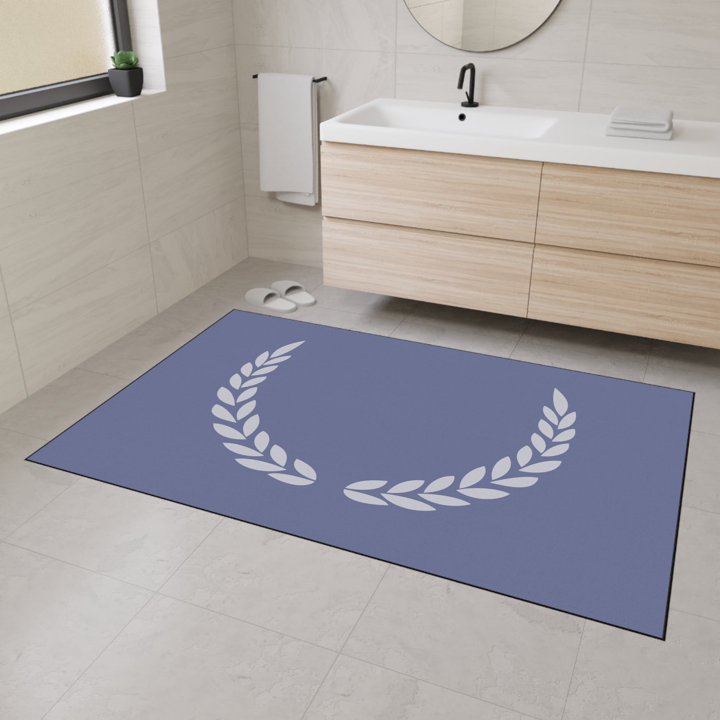 Decorative Heavy Duty Non-Slip Floor Mat Stylish Design Perfect for Entryway Kitchen Décor Grey Leaf Floral Design Rug Bathroom Mat