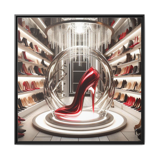 High Heel Shoe Framed Canvas Print Wall Art Unique Fashion Designer Style Haute Couture Shoe Lover Fashionista Gift Decor 3 Frame Colors
