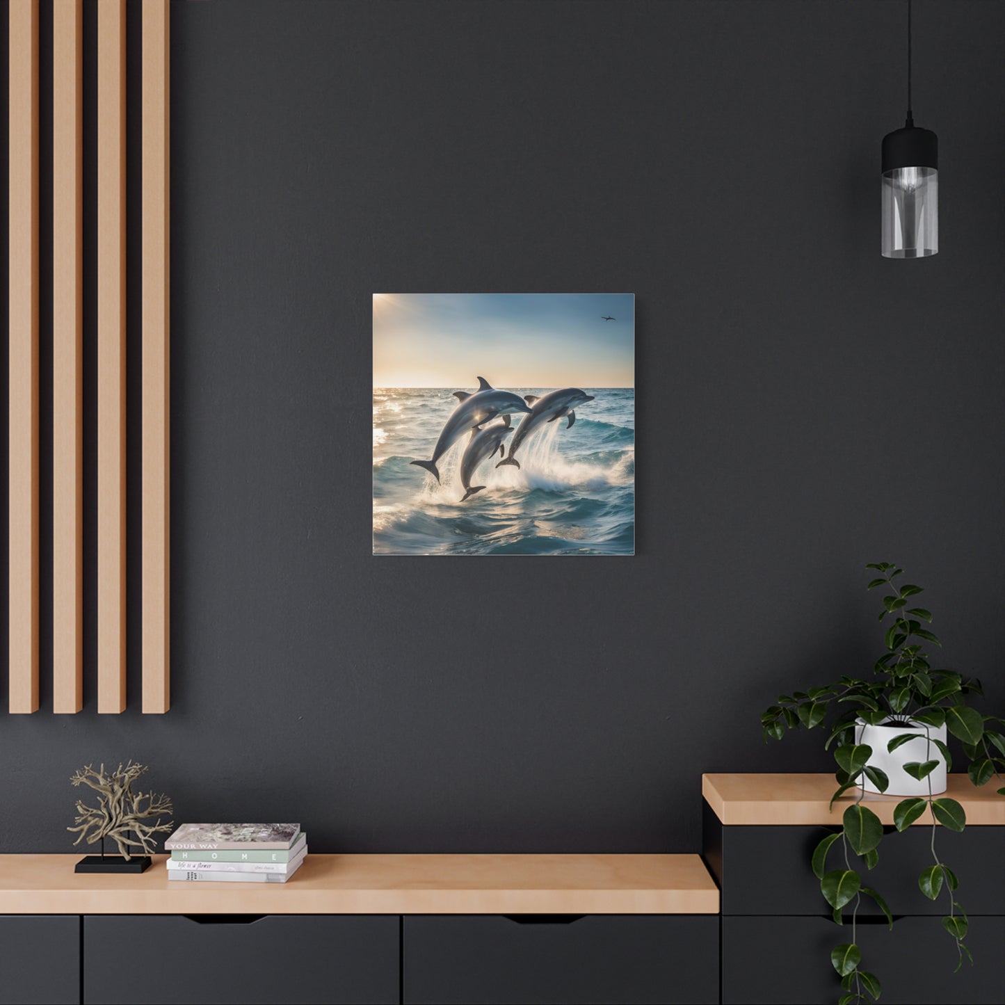 Dolphins Print Wall Art | Matte Canvas, Stretched, 1.25" | Animal Lover | Oceanic | Sea Life |