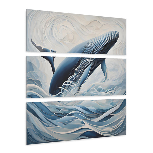 Modern Whale Design Triptych Acrylic Sea Lover Print Wall Art Unique Abstract Style Art Oceanic 3-Panel Beachy Wall Decor