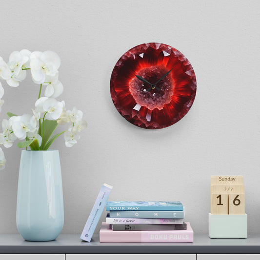 Red Amethyst Quartz Crystal Geode Unique Design Acrylic Wall Clock Agate Crystal Lover Gemologist Gift Nature Lover Rock Gift