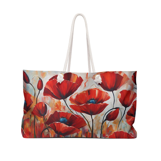 Floral Design Field of Flowers Weekender Tote Floral Grocery Wildflower Shopping Bag Cottage Core Gift Bag Boho Bag Poppy Tote Mom Gift