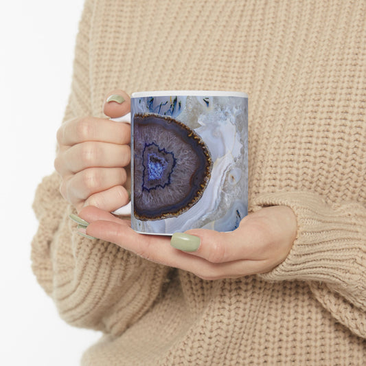 Blue Crystal Geode Design Coffee Tea Mug Cottage Core Boho Gemologist Gift for Her Nature Lover Rock Gift