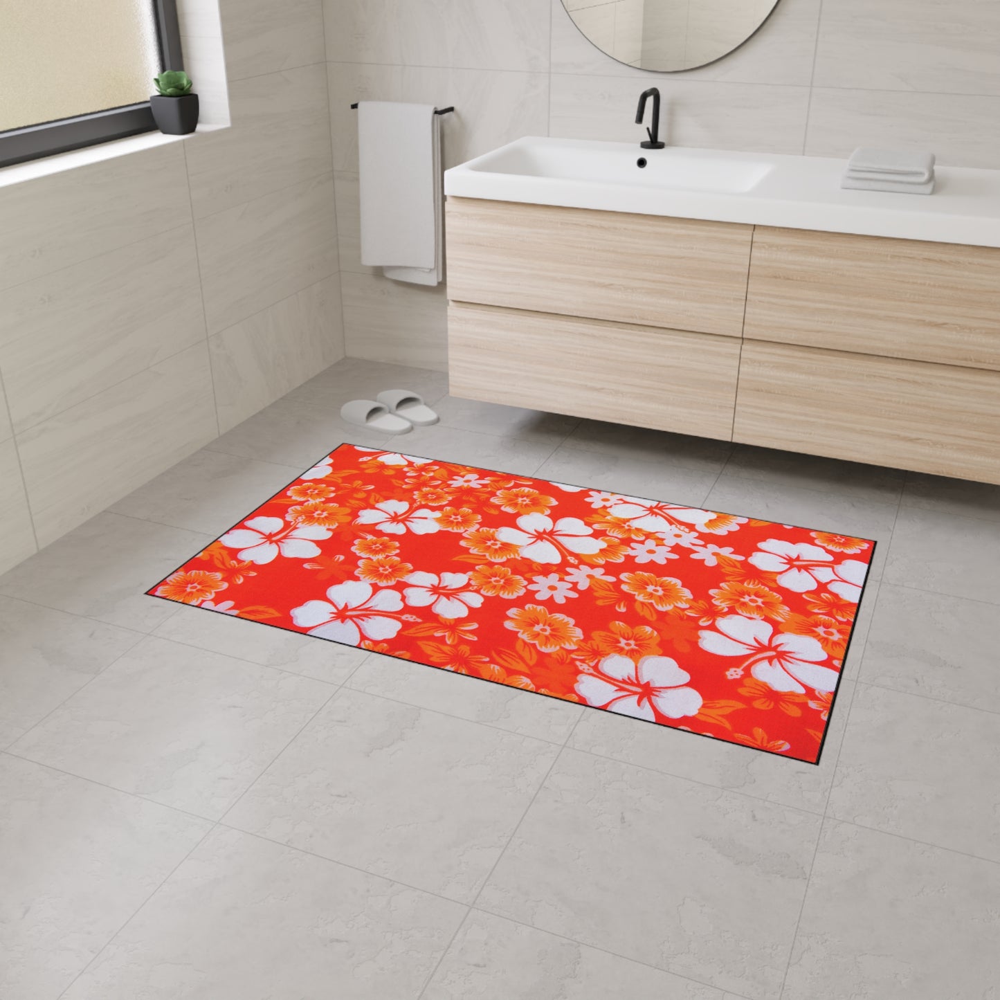 Decorative Heavy Duty Non-Slip Floor Mat Stylish Design Perfect for Entryway Kitchen Décor Beachy Hawaiian Rug Tropical Bathroom Floor