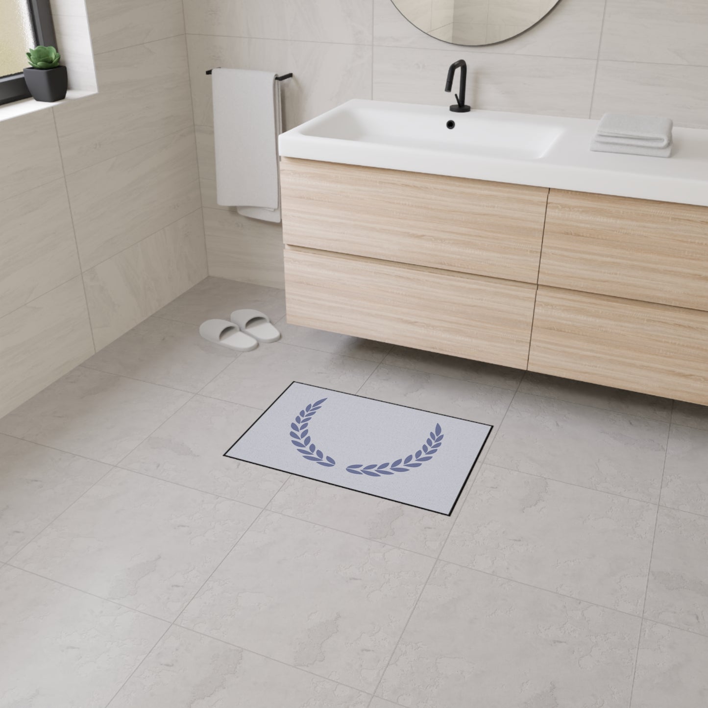 Decorative Heavy Duty Non-Slip Floor Mat Stylish Design Perfect for Entryway Kitchen Décor Grey Leaf Floral Design Rug Bathroom Mat