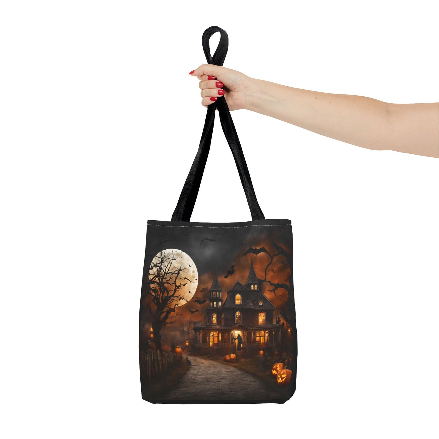 Halloween Haunted House Tote Bag | Carryall | Shopping Bag | Pumpkin | Autumn | Trick or Treat | Candy Bag |