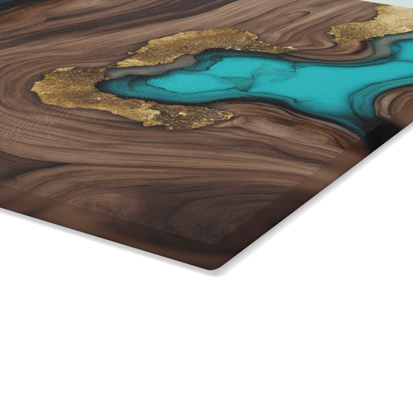 Kitchen Decor Glass Wood-look Image Nature Lover Cutting Board Serving Tray Home Cook Gift Colorful Geode-inspired Glass Charcuterie Board