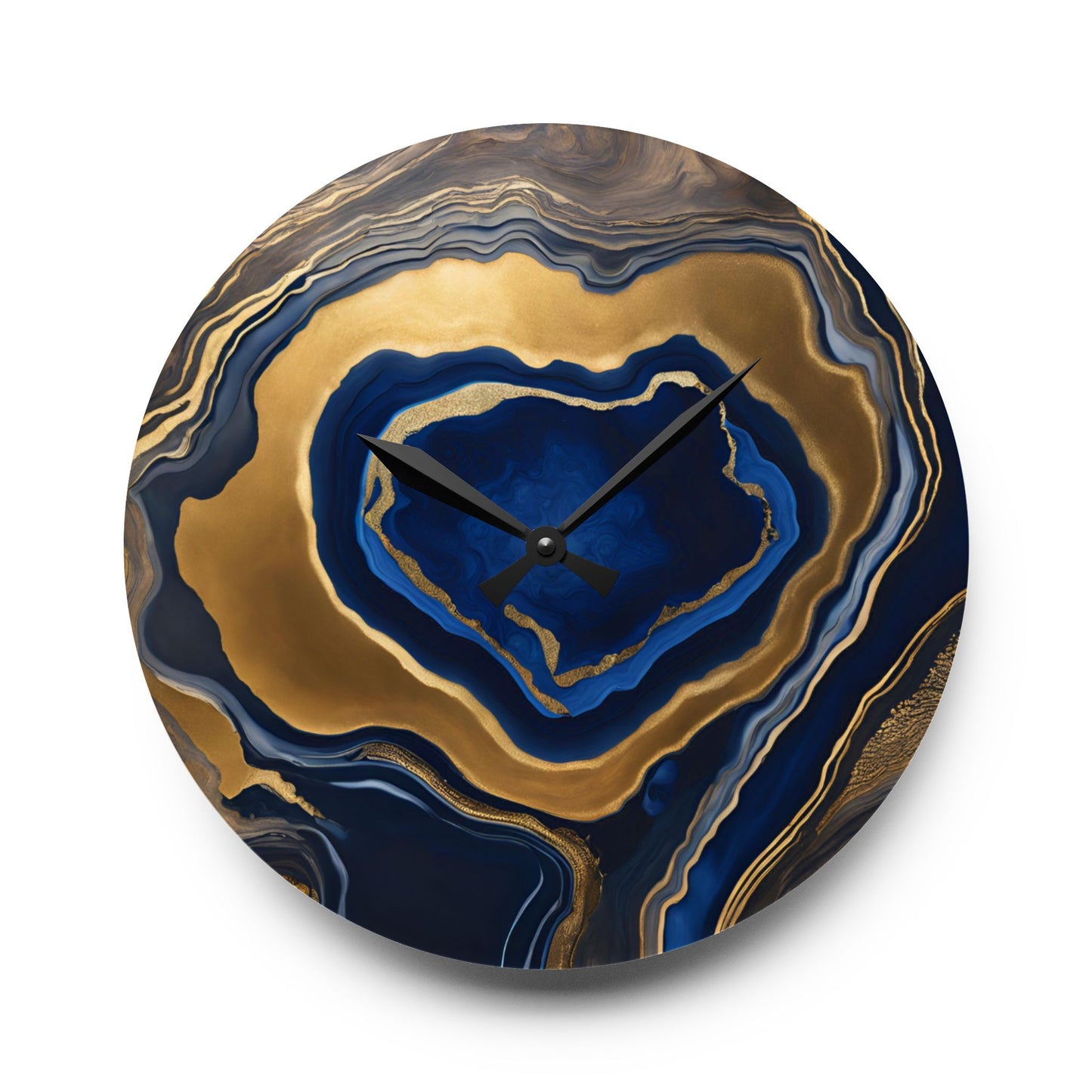 Rustic Wood-look Geode-inspired Design Acrylic Clock Unique Colorful Wall Clock for Kitchen or Living Room Nature Lover Gift