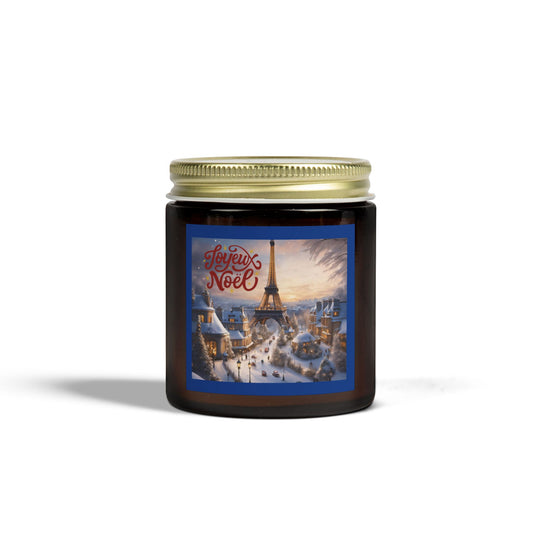 Joyeux Noel in Paris Merry Christmas Scented Candles Holiday Winter Candle Gift Mason Jar Candle Coconut Apricot Wax (4oz, 9oz)