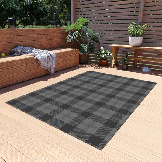 Checker Pattern Chenille Outdoor Rug with No-Skid Backing Cozy Outdoor Carpet Patio Decor Gazebo Rug Pool Area Decor Outdoor Kitchen Carpet