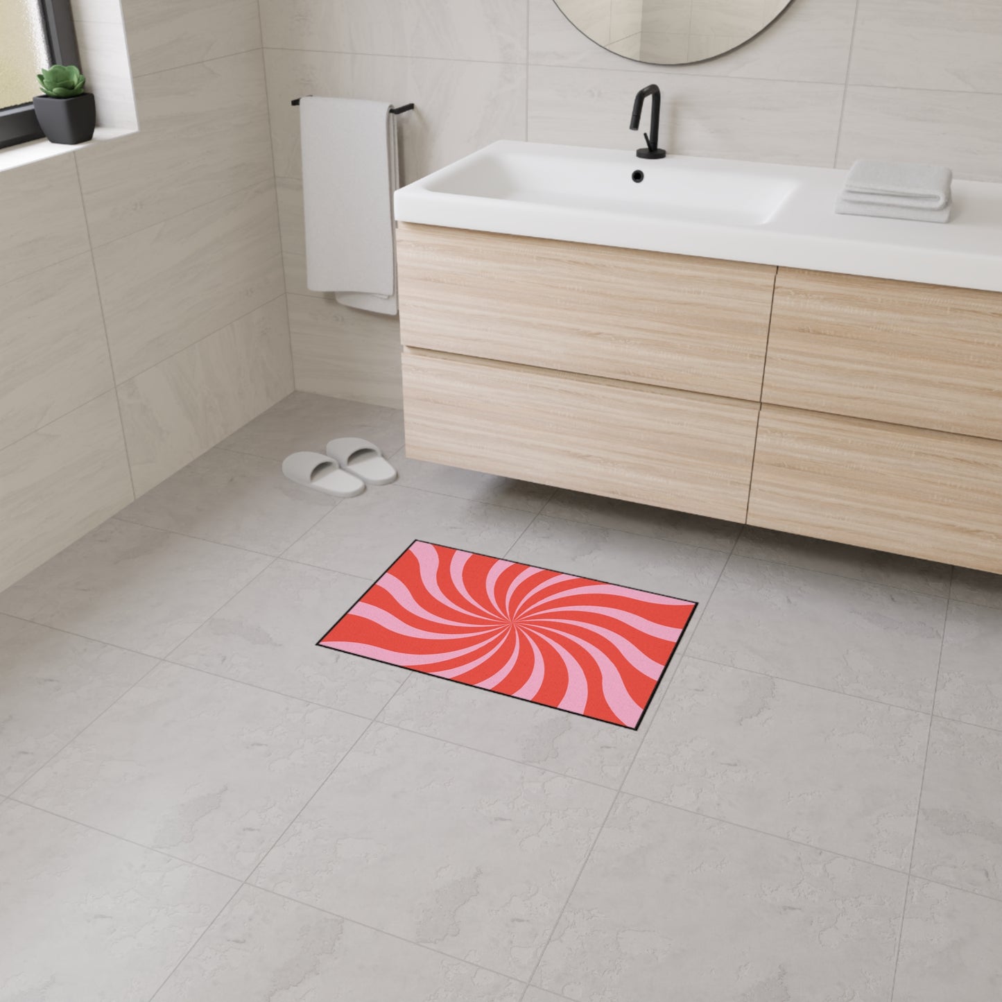 Grovy Retro Decorative Heavy Duty Non-Slip Floor Mat Stylish Design Perfect for Entryway Kitchen Décor Beachy Swirl Design Bathroom Mat