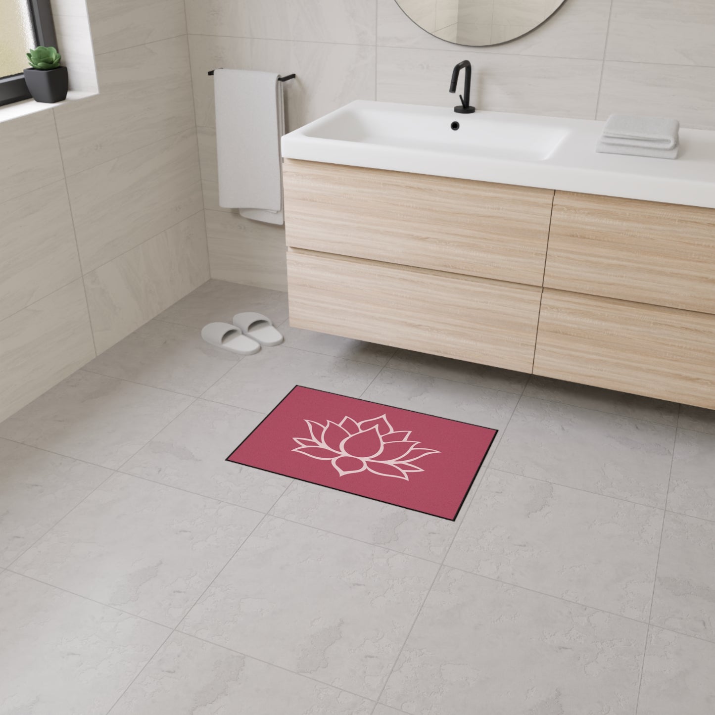 Decorative Heavy Duty Non-Slip Floor Mat Stylish Design Perfect for Entryway Kitchen Décor Lotus Blossom Floral Design Rug Bath Mat