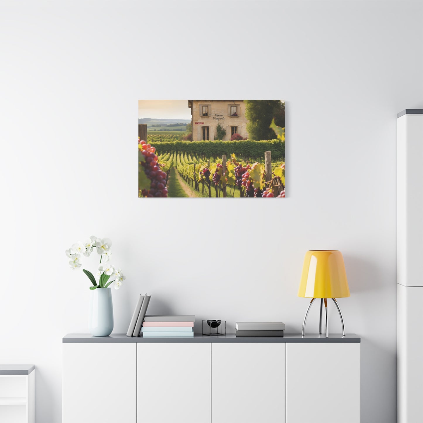 Vineyard Print Wall Art | Matte Canvas, Stretched, 1.25" | Wine Lover Print Culinary Foodie Gift Sommelier Art