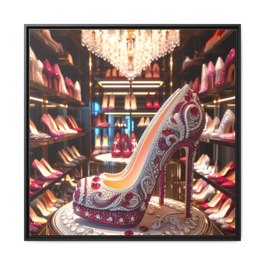 High Heel Shoe Framed Canvas Print Wall Art Unique Fashion Designer Style Haute Couture Shoe Lover Fashionista Gift Decor 3 Frame Colors