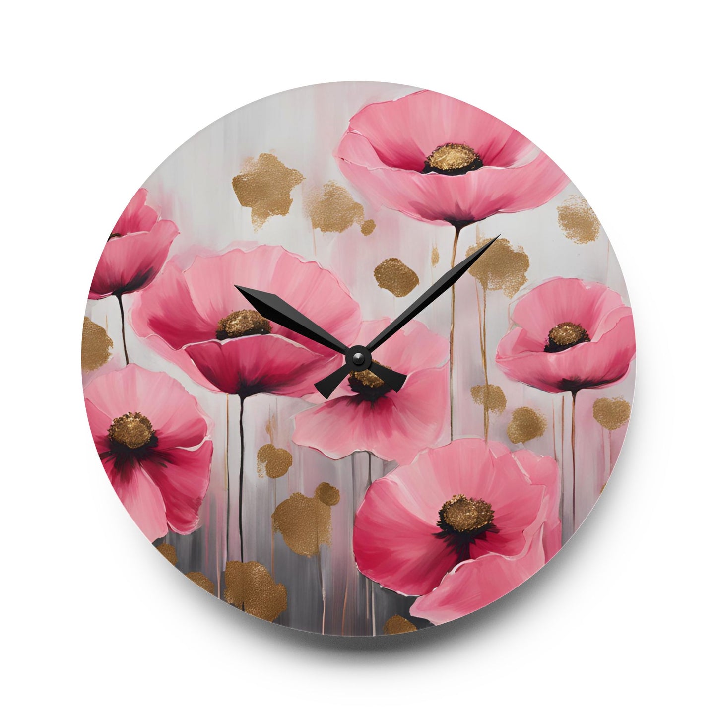 Floral Design Acrylic Clock Unique Colorful Wall Clock for Kitchen or Living Room Nature Lover Field of Flowers Gardener Gift