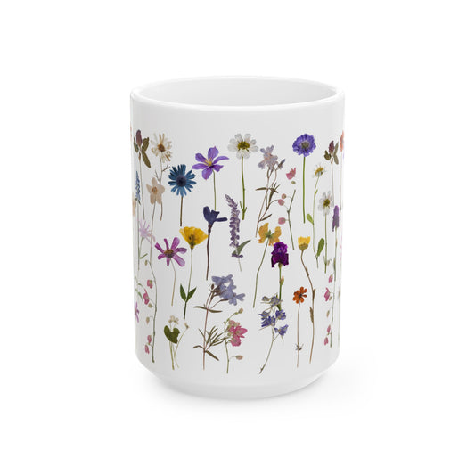 Boho Wildflowers Cottagecore Coffee Mug Pressed Flowers Mug Pastel Floral Nature Mug Wildflower Teacup Flower Garden Lover Gift for Her