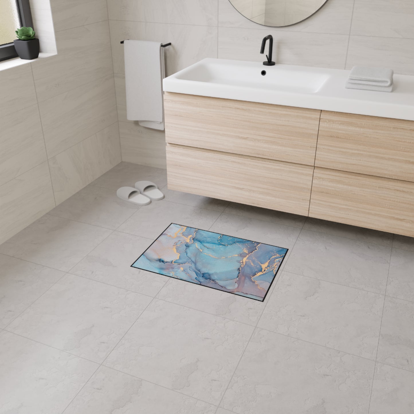 Decorative Heavy Duty Non-Slip Floor Mat Stylish Design Perfect for Entryway Kitchen Décor Marble Agate Design Rug Bathroom Mat