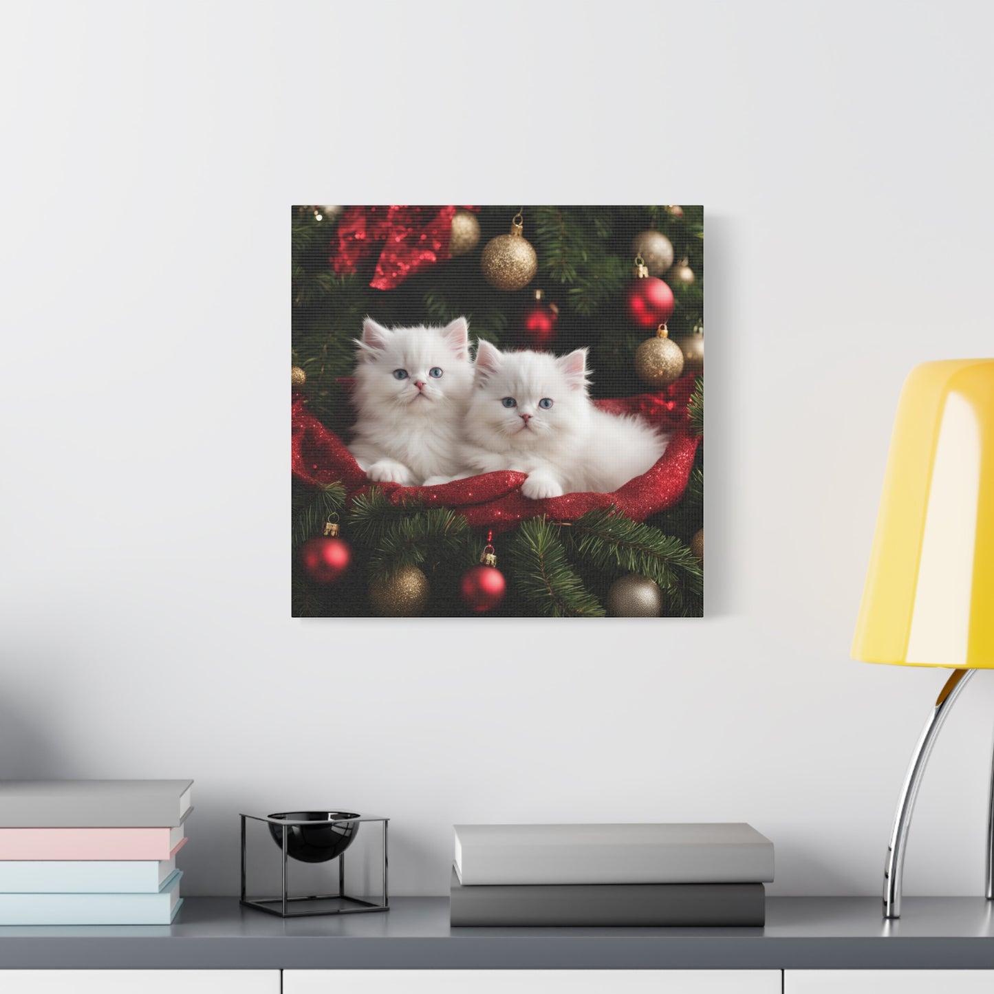 Christmas Kittens Print Wall Art | Matte Canvas, Stretched, 1.25" | Animal Lover | Holiday Gift |