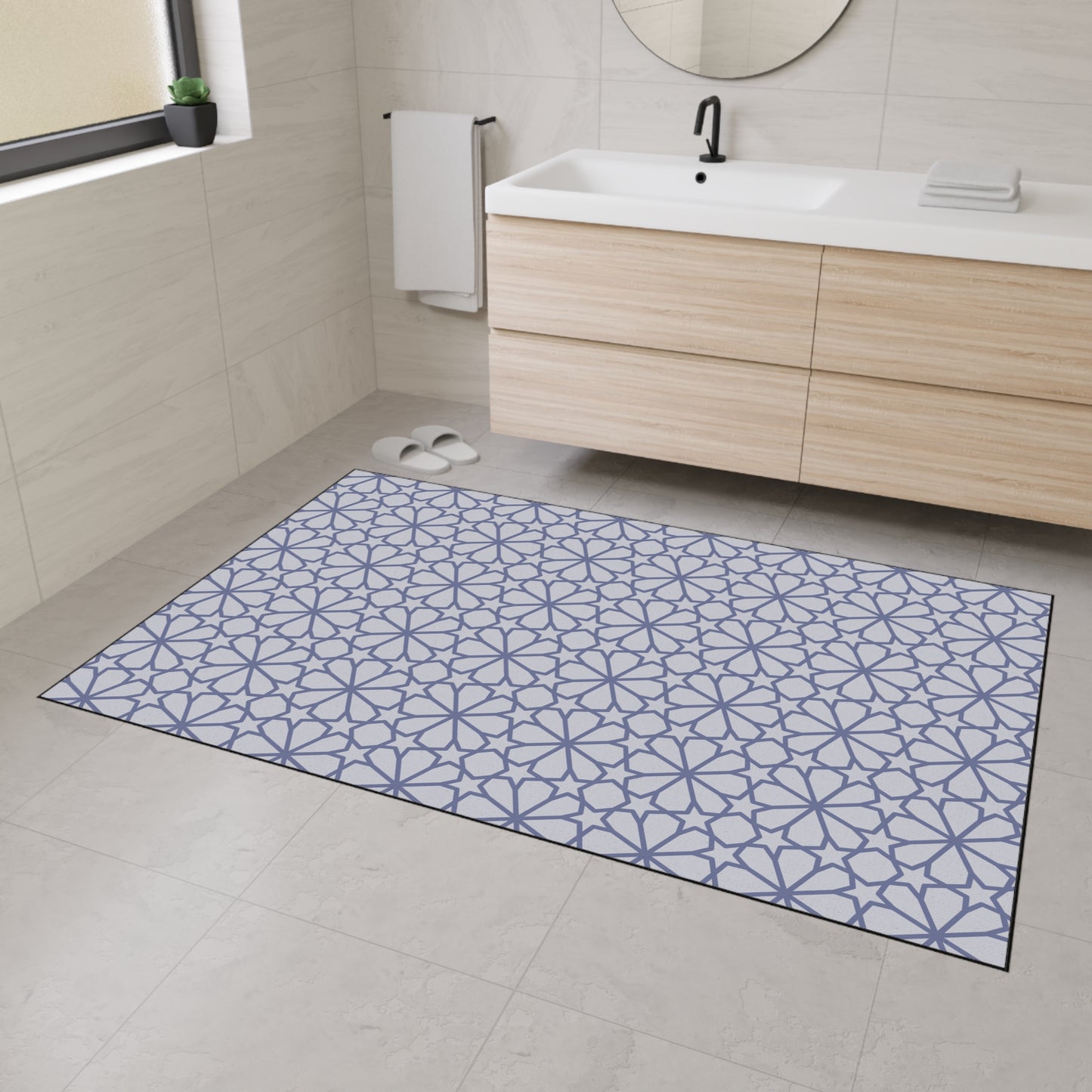 Decorative Heavy Duty Non-Slip Floor Mat Stylish Design Perfect for Entryway Kitchen Décor Grey Floral Geometric Design Rug Bathroom Mat