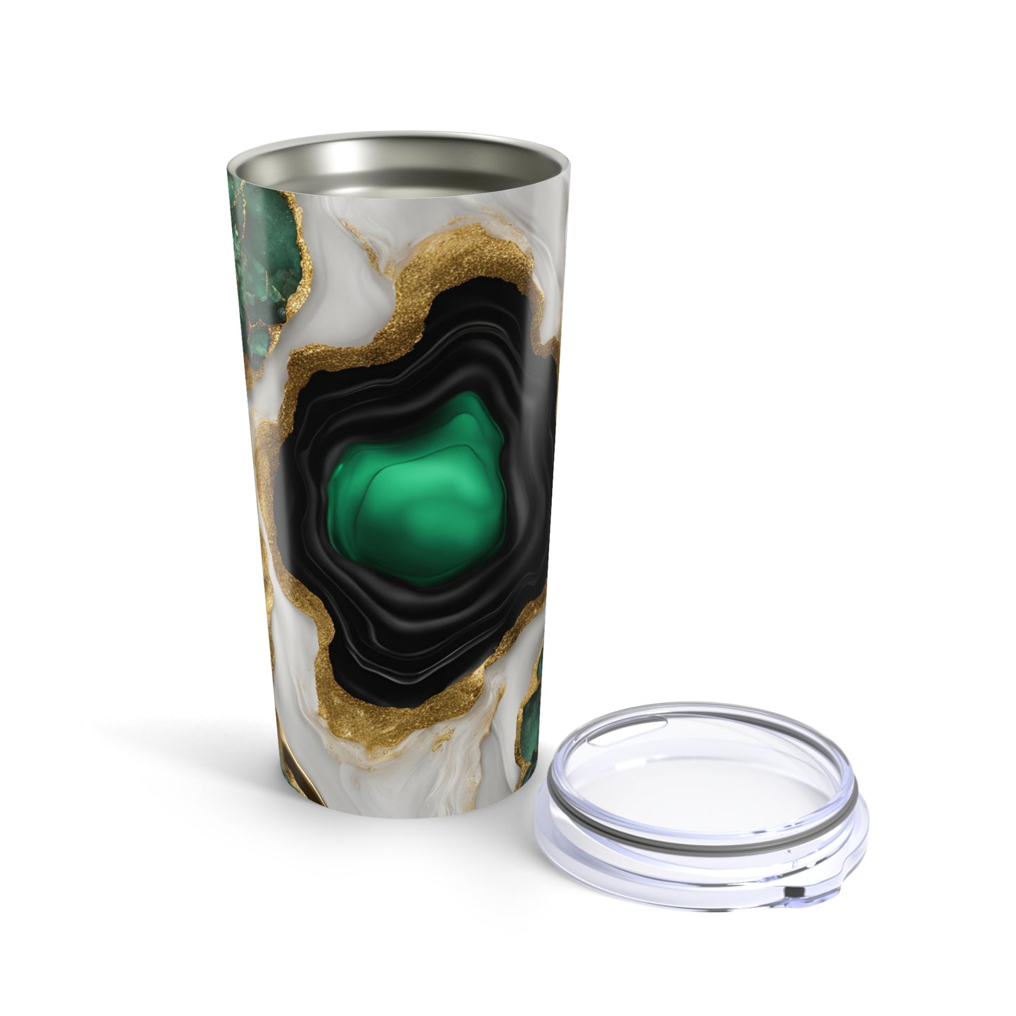 Green and Black Amethyst Crystal Geode Design 20 oz Tumbler Nature Lover Gift Geology Rock Lover Insulated Stainless Hot or Cold Tumbler