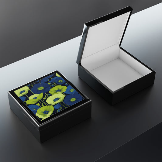 Unique Jewelry Box Floral Design Trinket Box Bedroom Dresser Decor Poppy Vanity Gift Box for Her Flower Lover - 3 colors to choose from