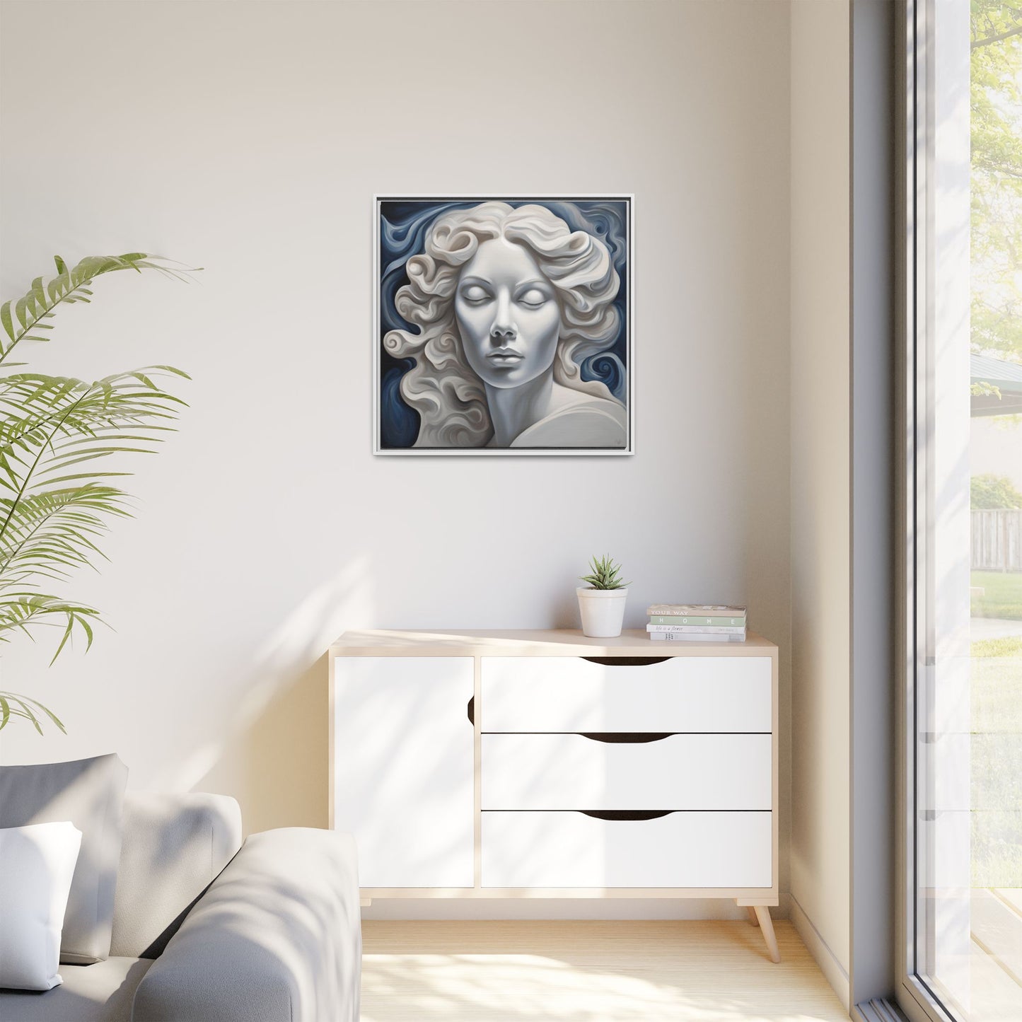 Modern Abstract Woman's Face Design Unique Framed Print Canvas Wall Decor Gift 3 frame colors to chose from