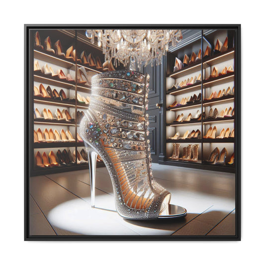 High Heel Shoe Framed Canvas Print Wall Art Unique Fashion Designer Style Haute Couture Shoe Lover Fashionista Gift Decor 3 Frame Colors