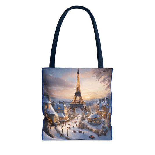 Eiffel Tower Tote Bag Winter in Paris Shopping Bag Cottage Core Gift Bag World Traveler Christmas Gift