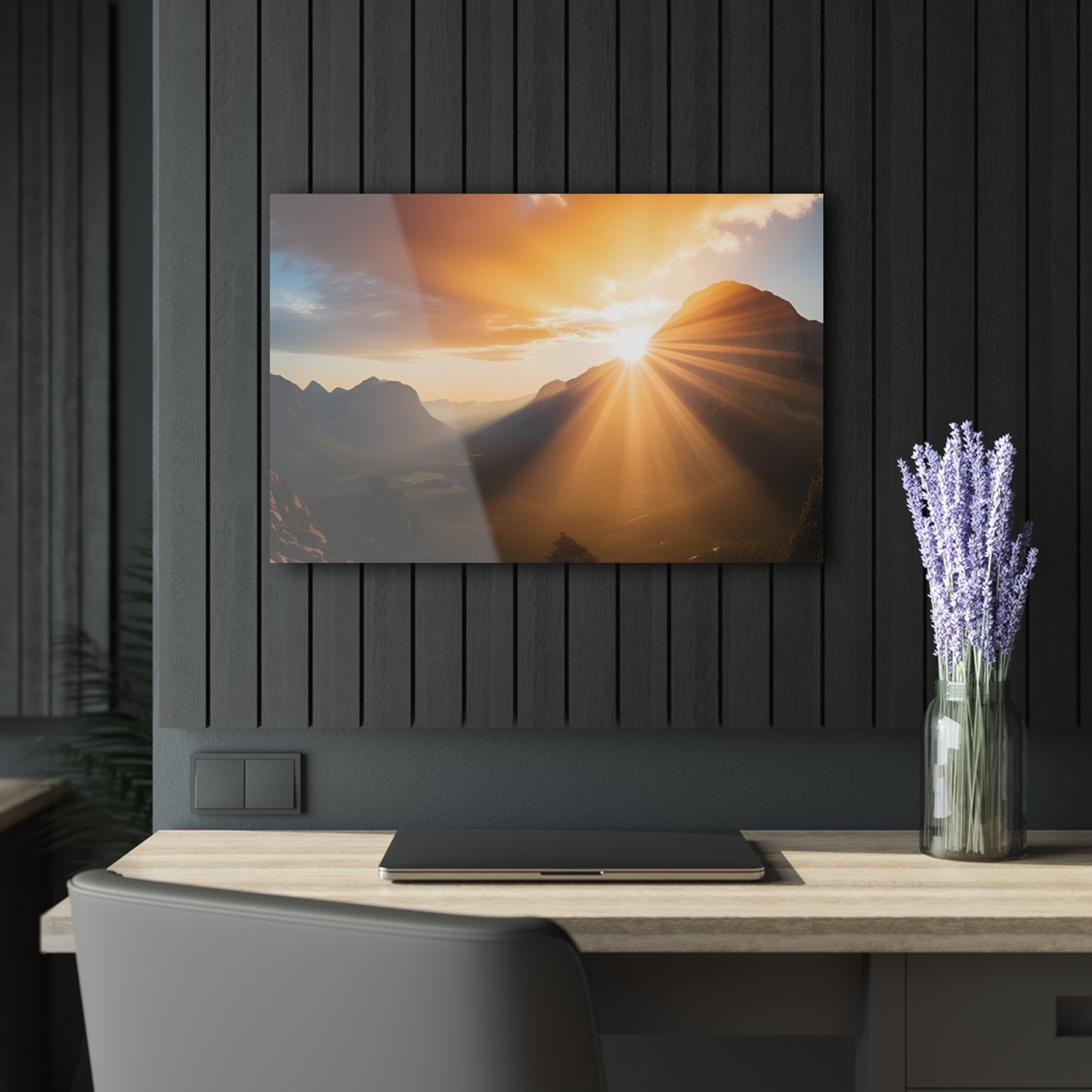 Large Sunrise Sunset Acrylic Print with French Cleat Nature Lover Wall Art Mountain Life Gift Spiritual Zen Artwork Modern Home Decor
