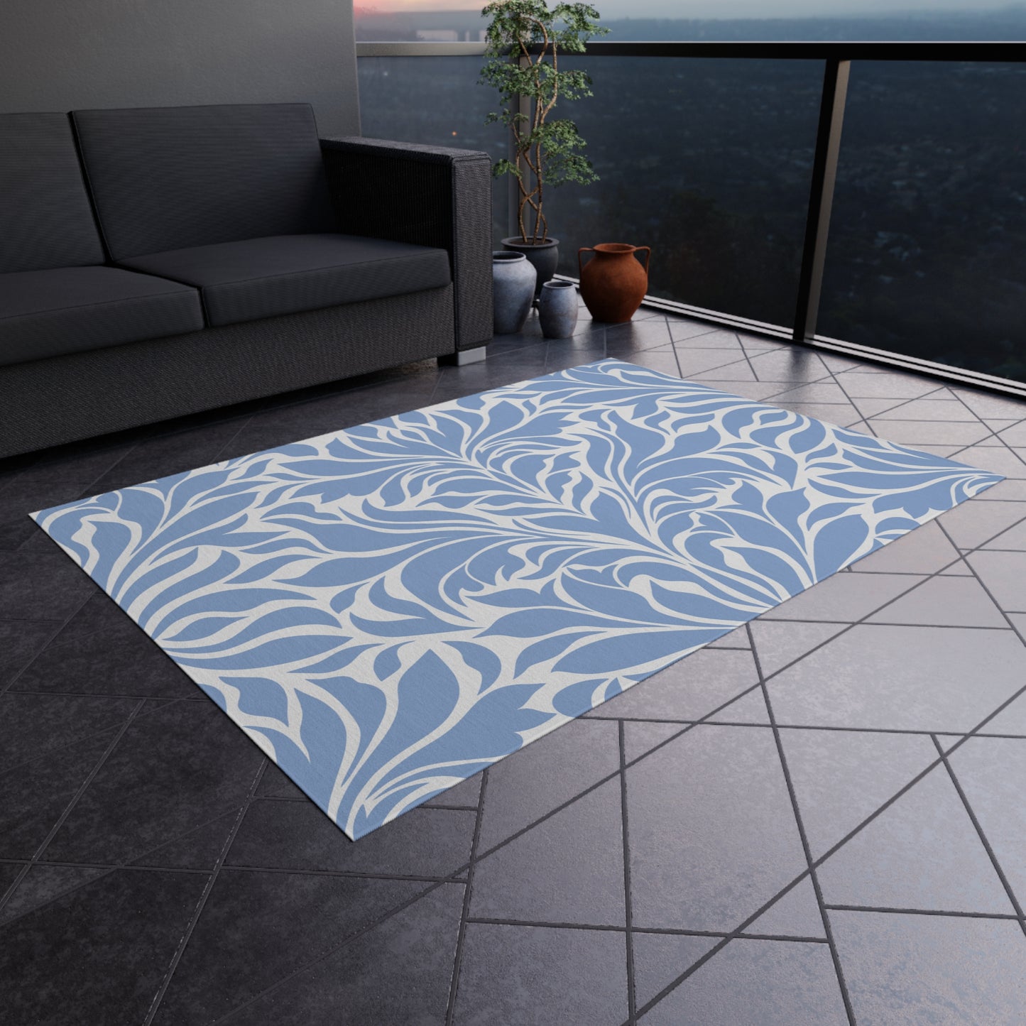 Chenille Print Pattern Outdoor Rug with No-Skid Backing Cozy Outdoor Carpet Patio Decor Gazebo Rug Pool Area Decor Outdoor Kitchen Carpet