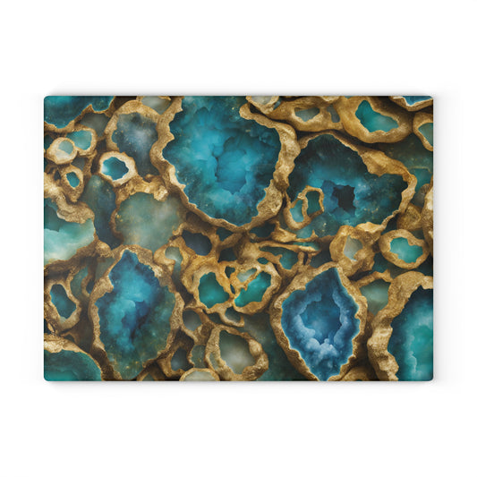 Kitchen Decor Glass Geode-Themed Image Unique Rock Lover Cutting Board Serving Tray Home Cook Gift Colorful Glass Charcuterie Board