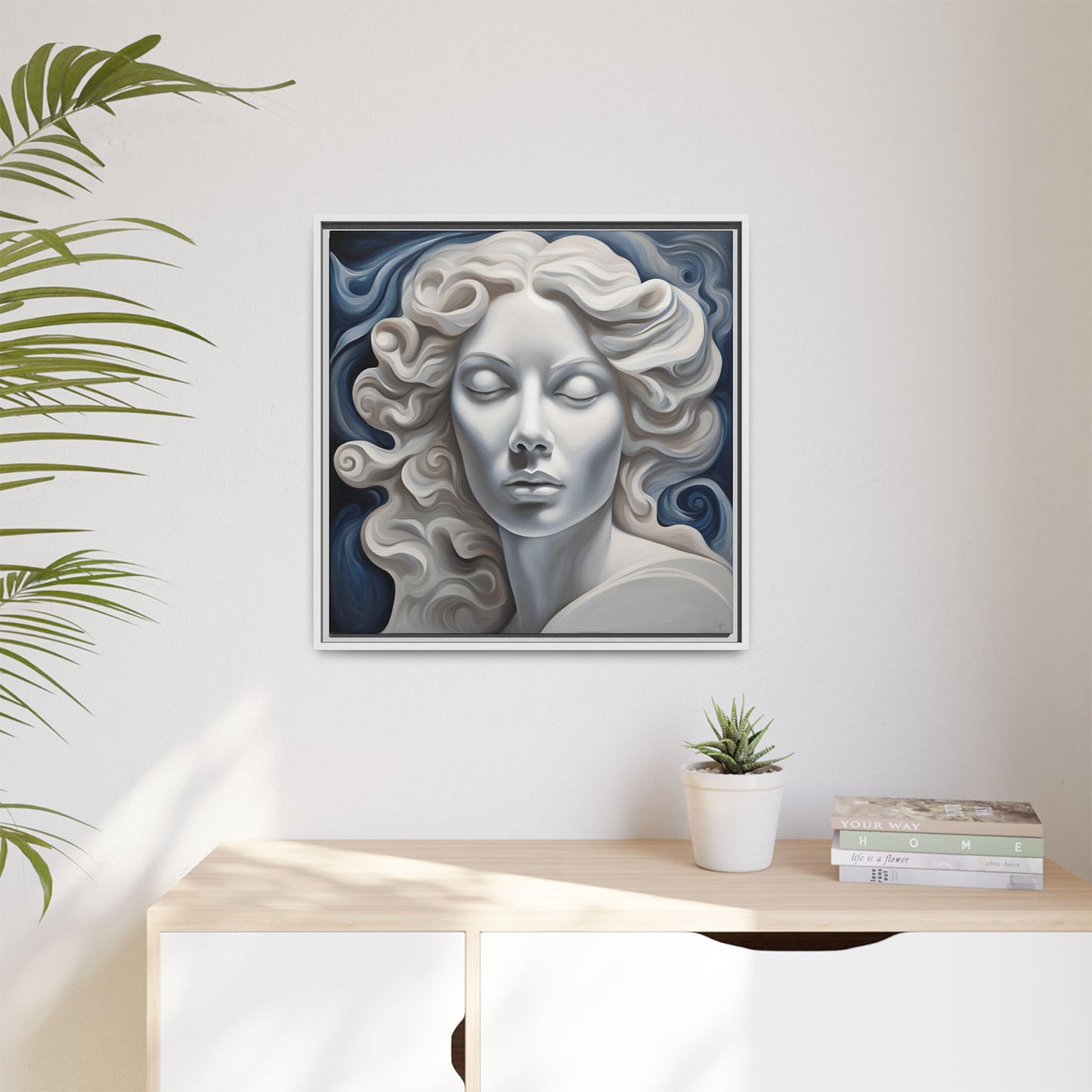 Modern Abstract Woman's Face Design Unique Framed Print Canvas Wall Decor Gift 3 frame colors to chose from