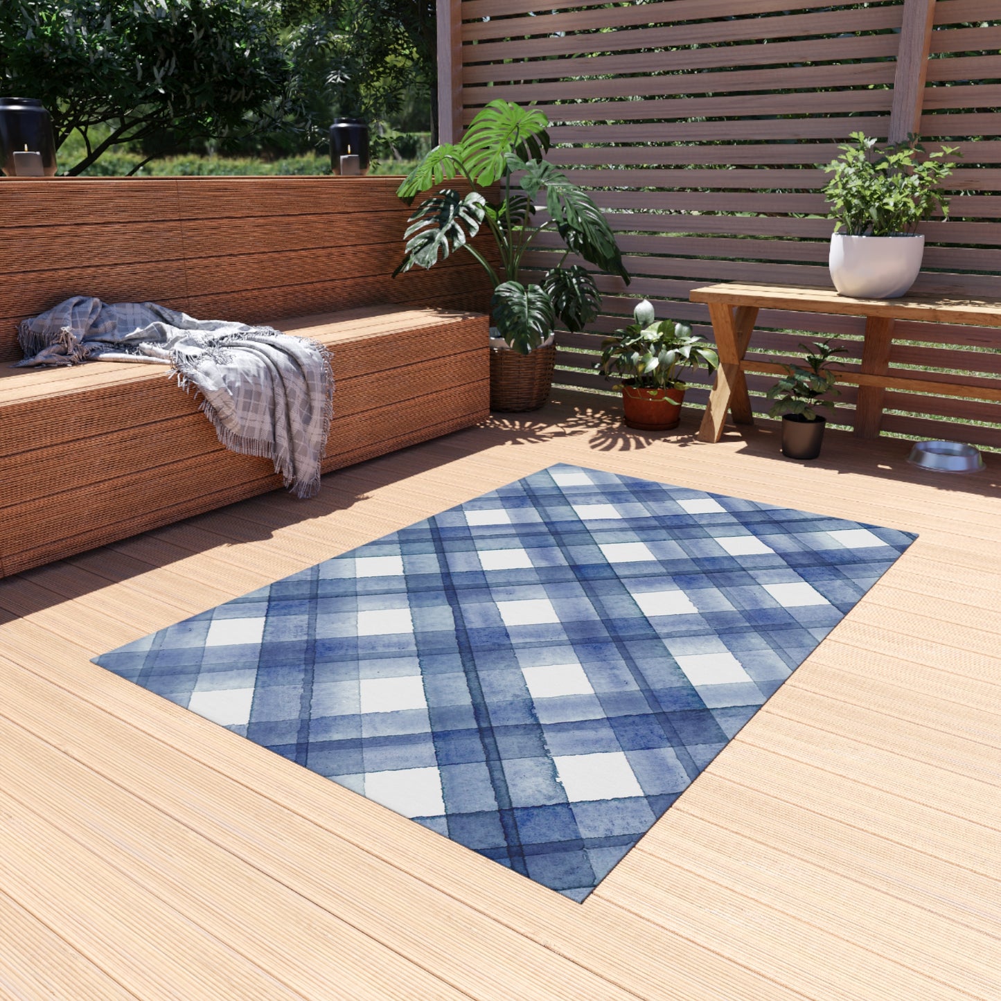 Striped Chenille Outdoor Rug with No-Skid Backing Cozy Outdoor Carpet Patio Decor Gazebo Rug Pool Area Decor Outdoor Kitchen Carpet