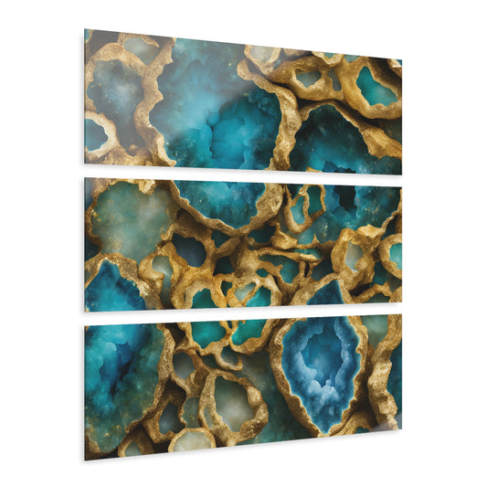 Stunning Geode Quartz Crystal Design Triptych Acrylic Print Wall Art Nature Lover Gift Geology Rock Lover Gift