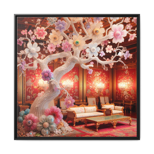 Bejeweled Bonzai Tree Framed Canvas Print Wall Art Unique Nature Lover Asian Art Gift Decor 3 Frame Colors