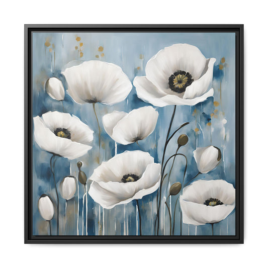 Modern Poppies Print Floral Design Unique Framed Canvas Print Wall Art Flower Lover Gift Nature Lover Gift Wildflower Decor 3 frame colors