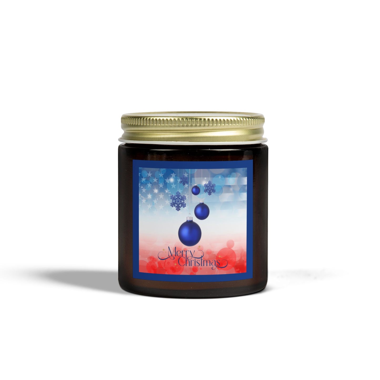 Merry Christmas Scented Candles Holiday Winter Blue Snowflake Candle Gift Mason Jar Candle Coconut Apricot Wax (4oz, 9oz)