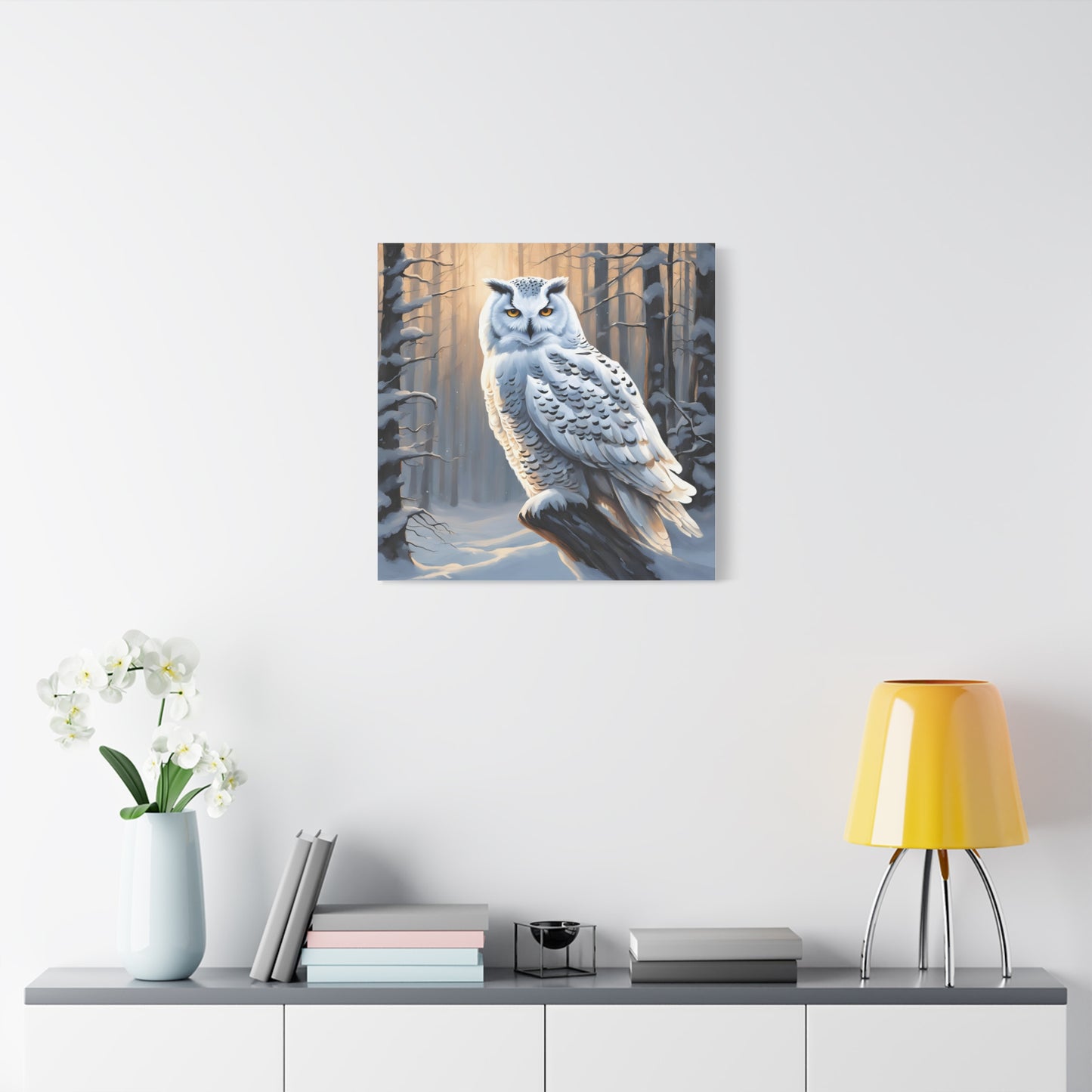 Snowy Owl Print Wall Art | Matte Canvas, Stretched, 1.25" | Animal Lover | Winter | White Owl |