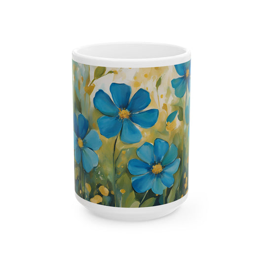 Boho Wildflowers Cottagecore 15-oz Coffee Mug Pressed Flowers Pastel Floral Nature Mug Wildflower Tea Cup Flower Garden Lover Gift for Her