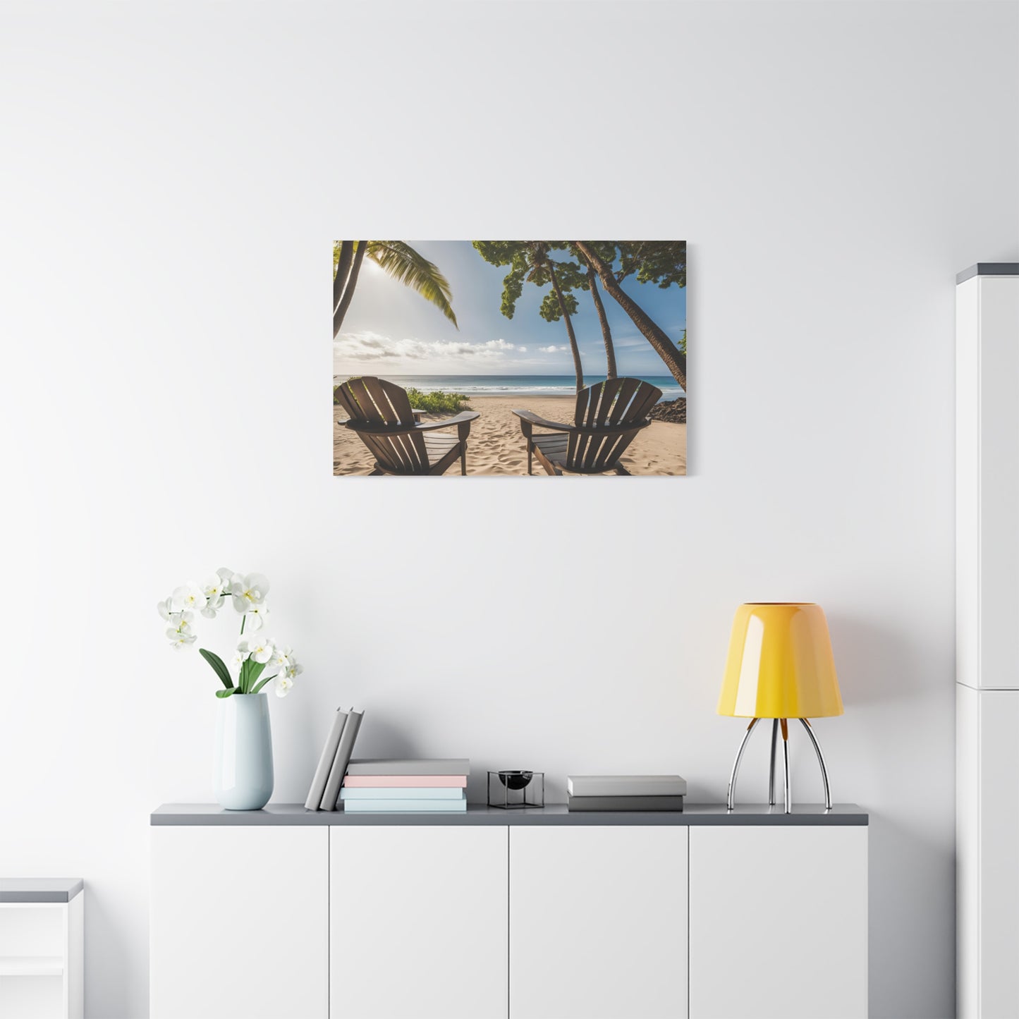 Chairs on Beach Print Wall Art | Matte Canvas, Stretched, 1.25" | Ocean | Nature | Tranquill | Tropical |