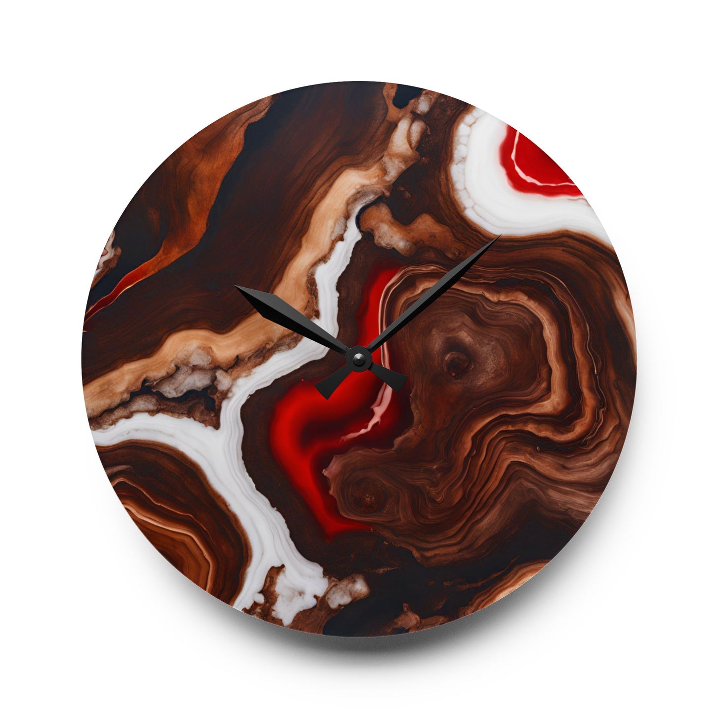 Rustic Wood-look Geode Design Acrylic Clock Unique Colorful Wall Clock for Kitchen or Living Room Nature Lover Gift