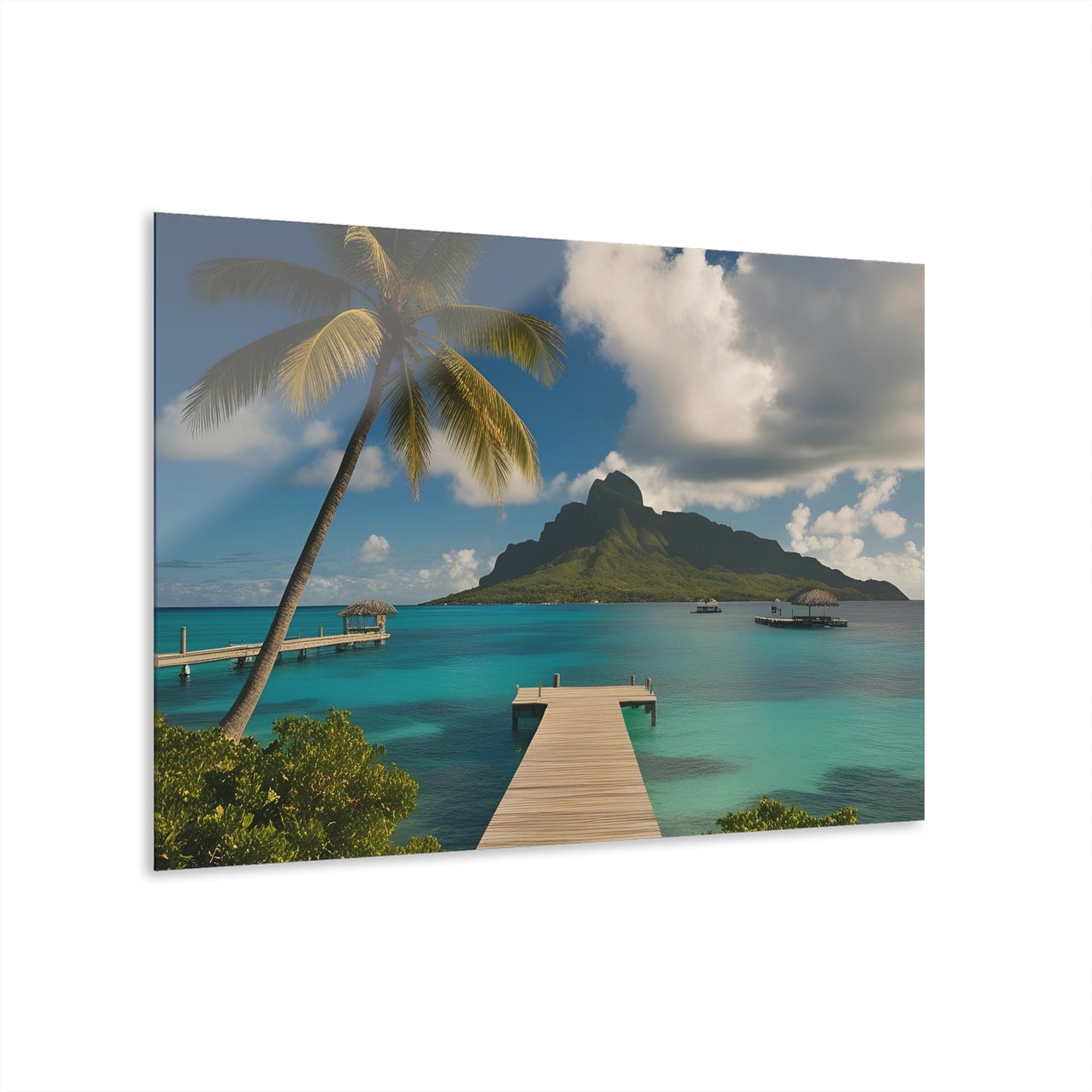 Large Tropical Ocean Vacation Acrylic Print with French Cleat Mountain Life Wall Art Outdoors Gift Beachy Nature Artwork Modern Home Decor