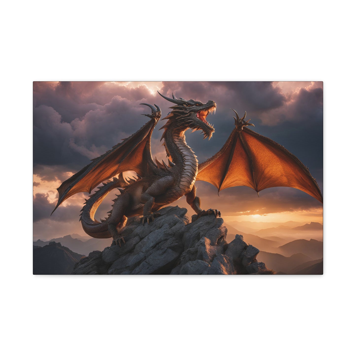 Dragon Print Wall Art | Matte Canvas, Stretched, 1.25" | Anime | Fantasy |