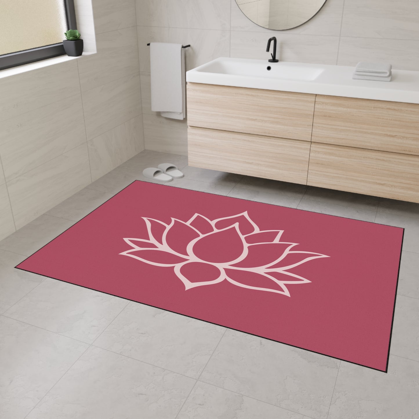 Decorative Heavy Duty Non-Slip Floor Mat Stylish Design Perfect for Entryway Kitchen Décor Lotus Blossom Floral Design Rug Bath Mat