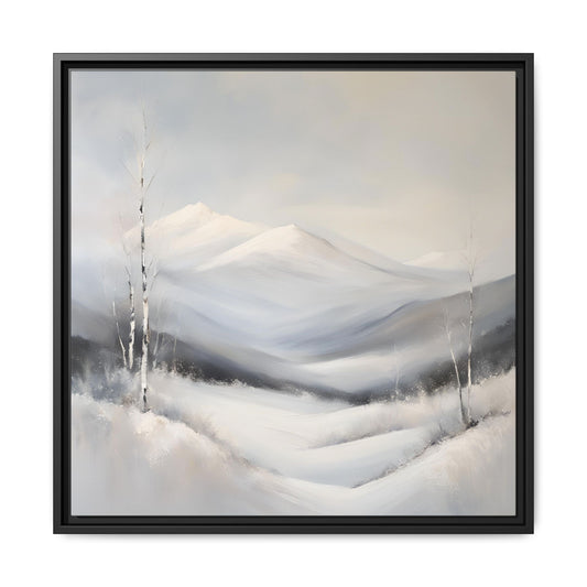 Modern Abstract Mountain Design Unique Framed Canvas Wall Art Snowy Gift Nature Lover Gift 3 frame colors