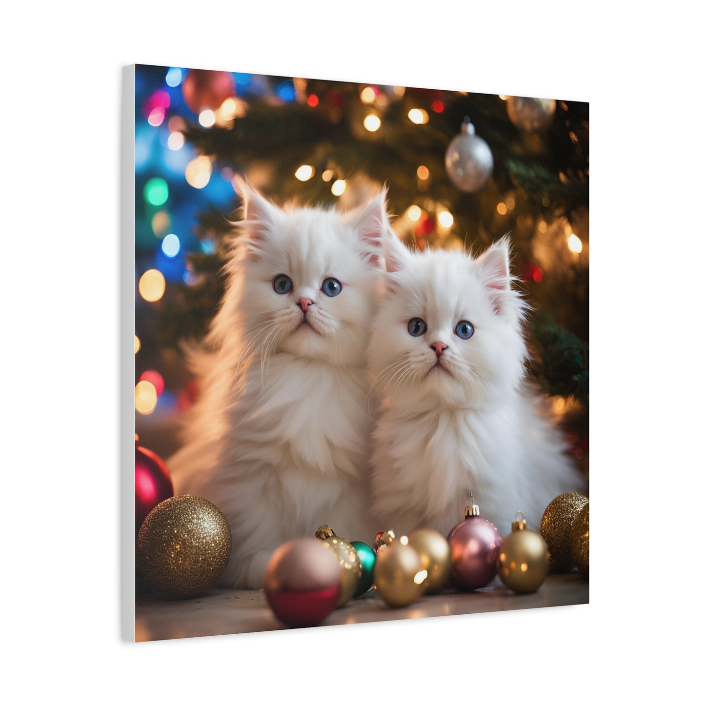 Christmas Kittens Print Wall Art | Matte Canvas, Stretched, 1.25" | Animal Lover | Holiday Gift |